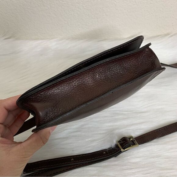 Vera Pelle Dark Brown Genuine Leather Flap Crossbody Bag - Picture 10 of 11